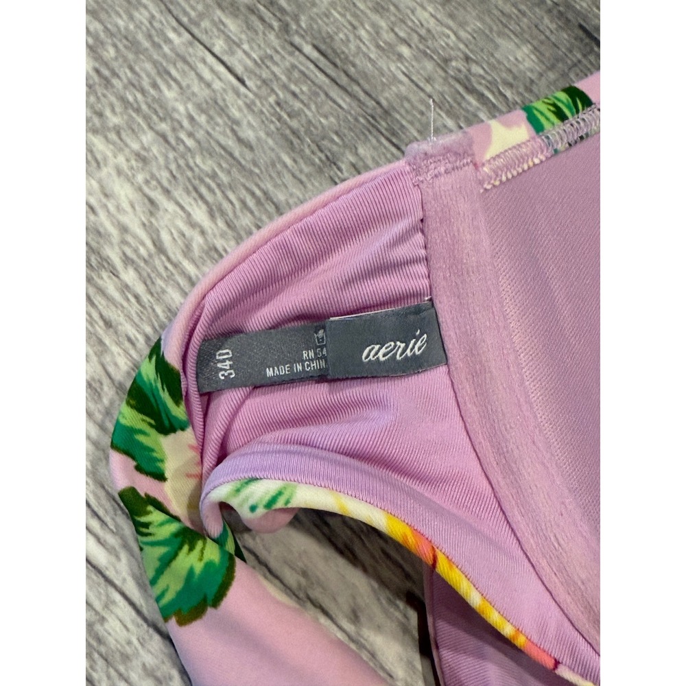 Aerie Blakely Floral Bikini Top 34D Halter Tie Padded Swim - Picture 2 of 4